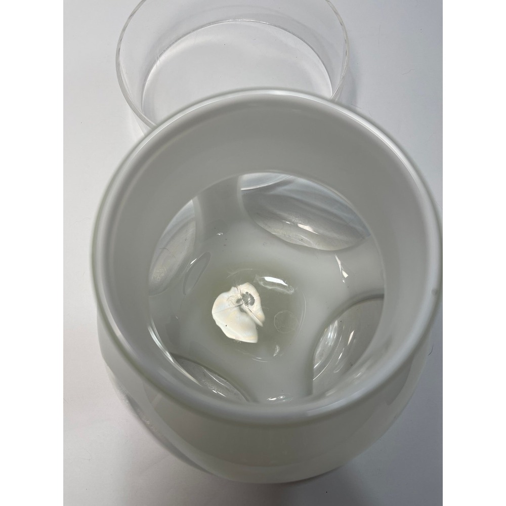 White and clear, art glass, candle holder/flower‎ pot - Picture 4 of 7